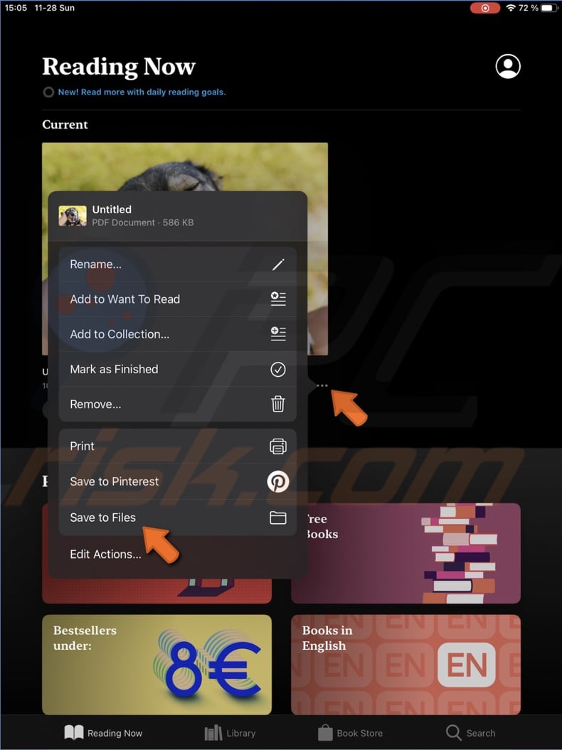 Tap on Save to Files
