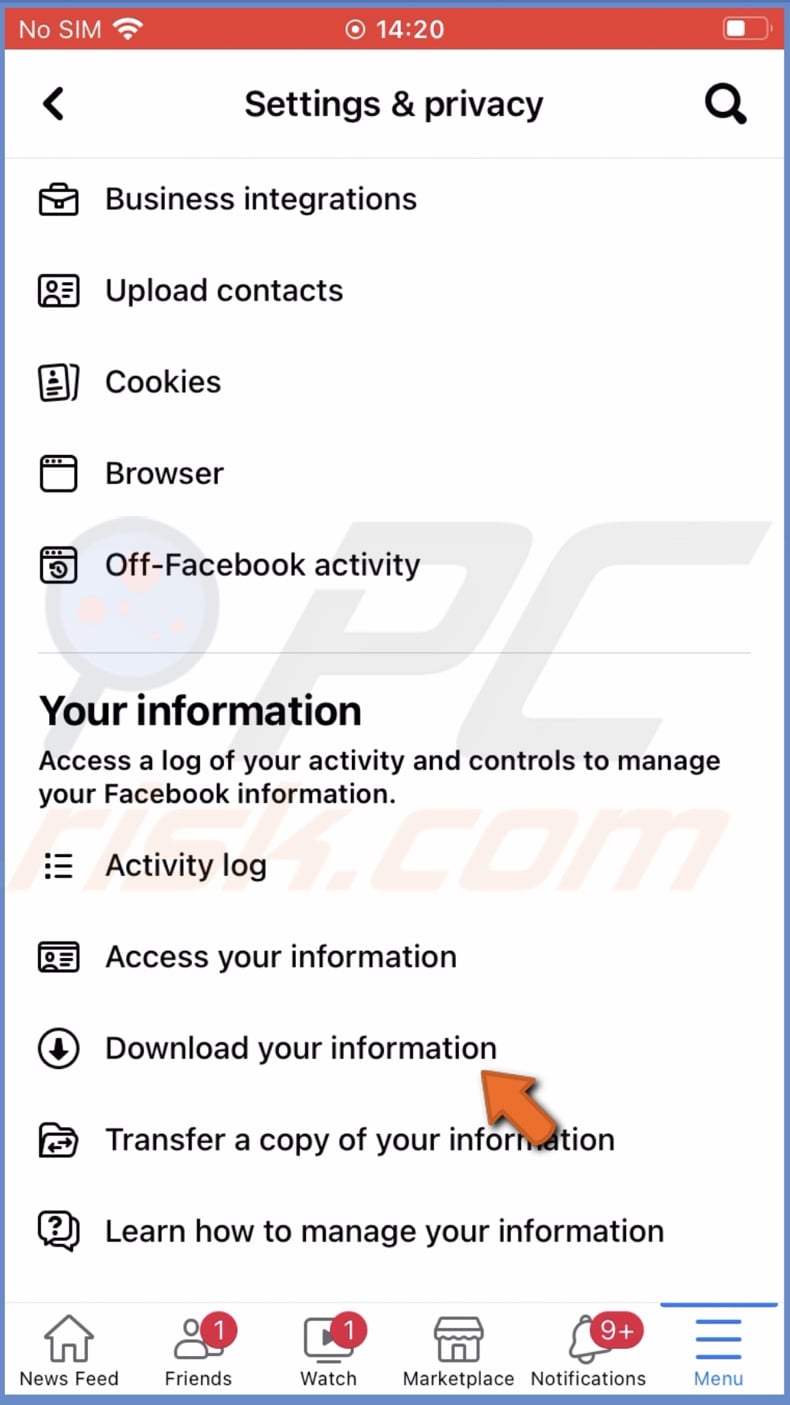 Download your information