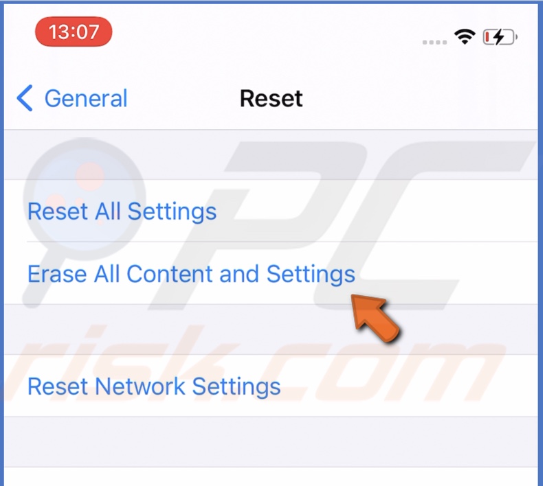 Reset iphone to factory settings