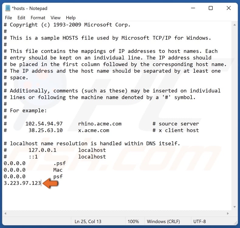 Add the IP address of the remote computer to the hosts file