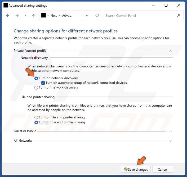 Enable Network discovery