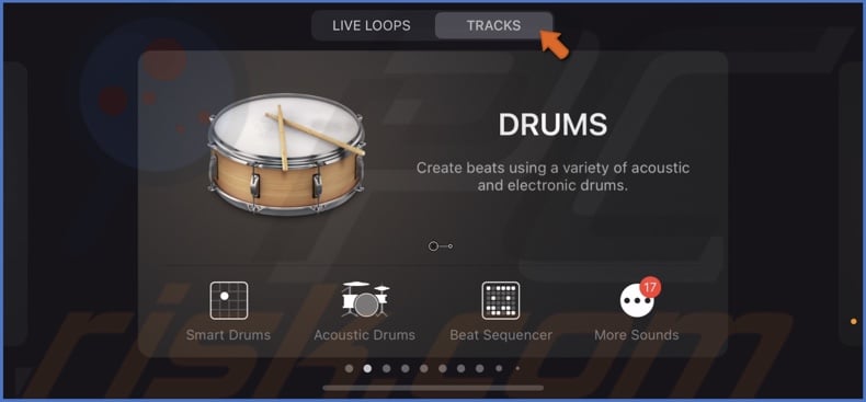 Select the Tracks tab and choose an instrument