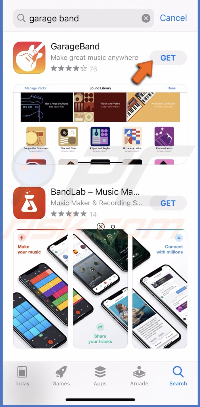 Download and open GarageBand app