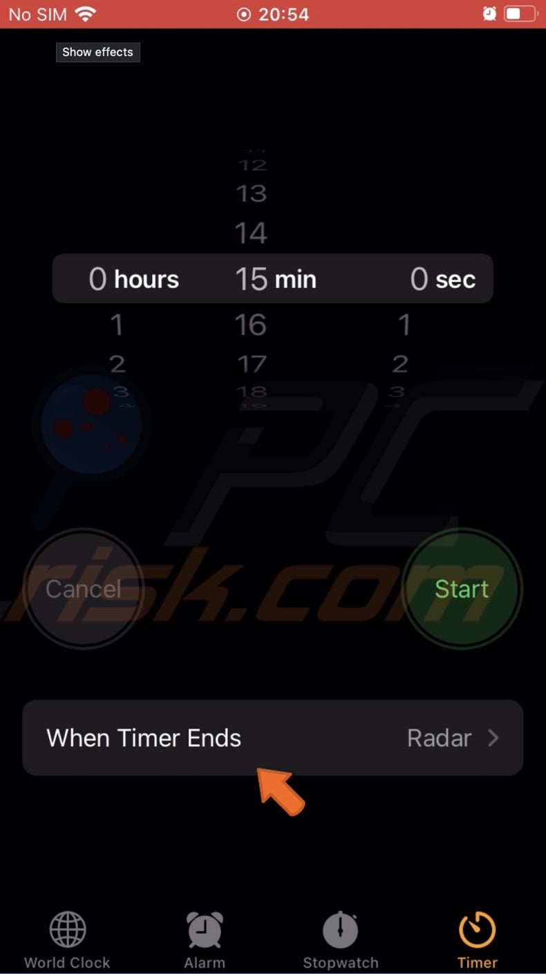 Tap on When Timer Ends