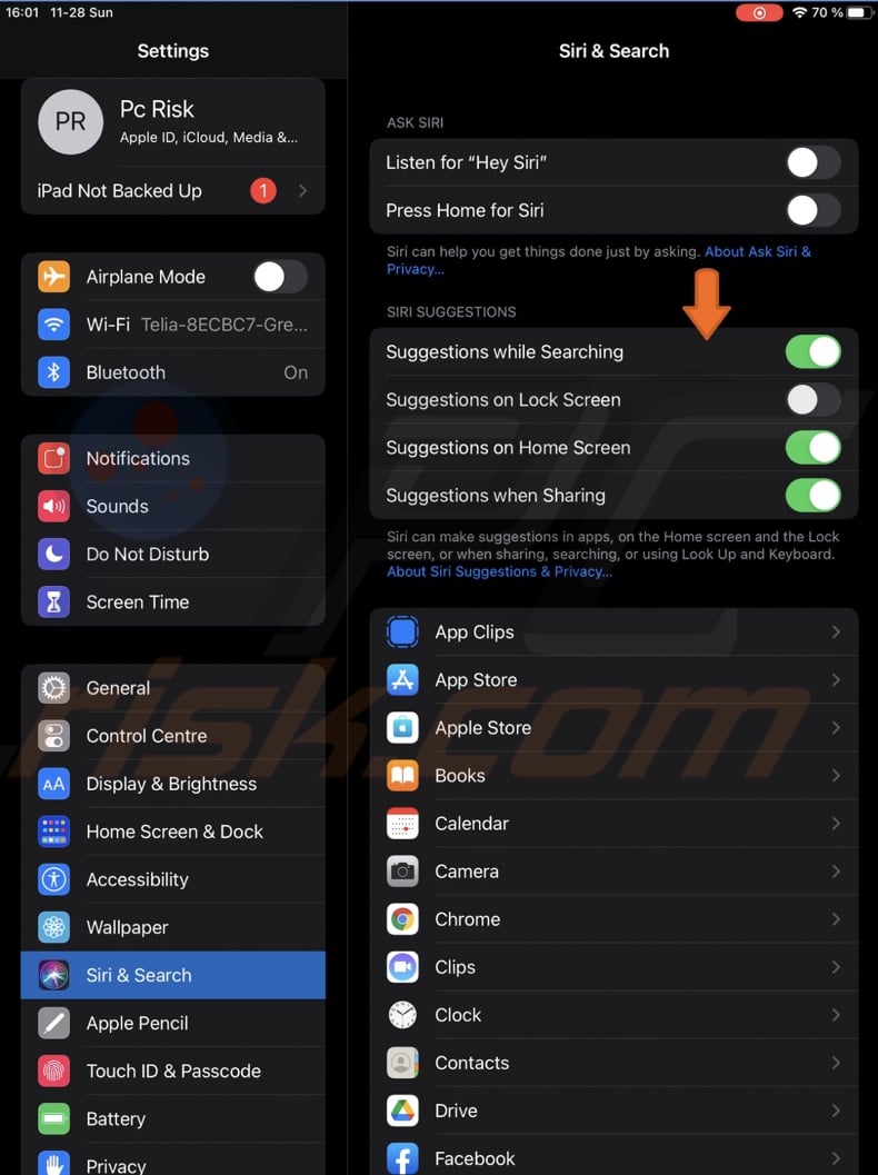 Disable other siri suggestions
