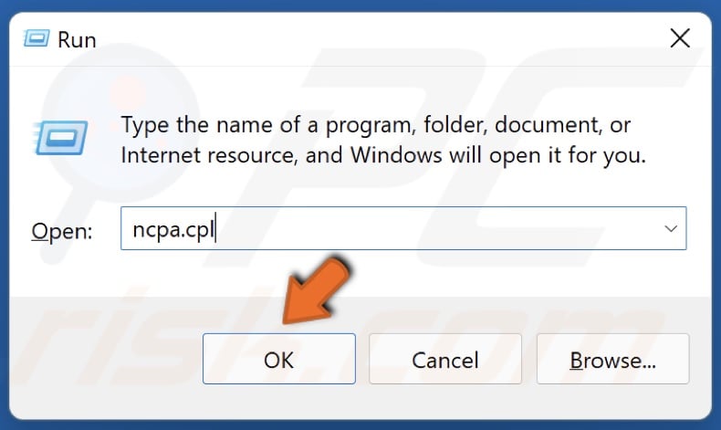 Type in cnpa.cpl and click OK