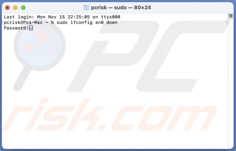 Enter first command in Terminal
