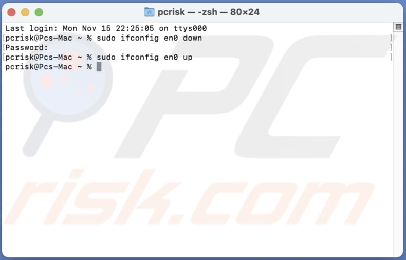 Enter Terminal second command