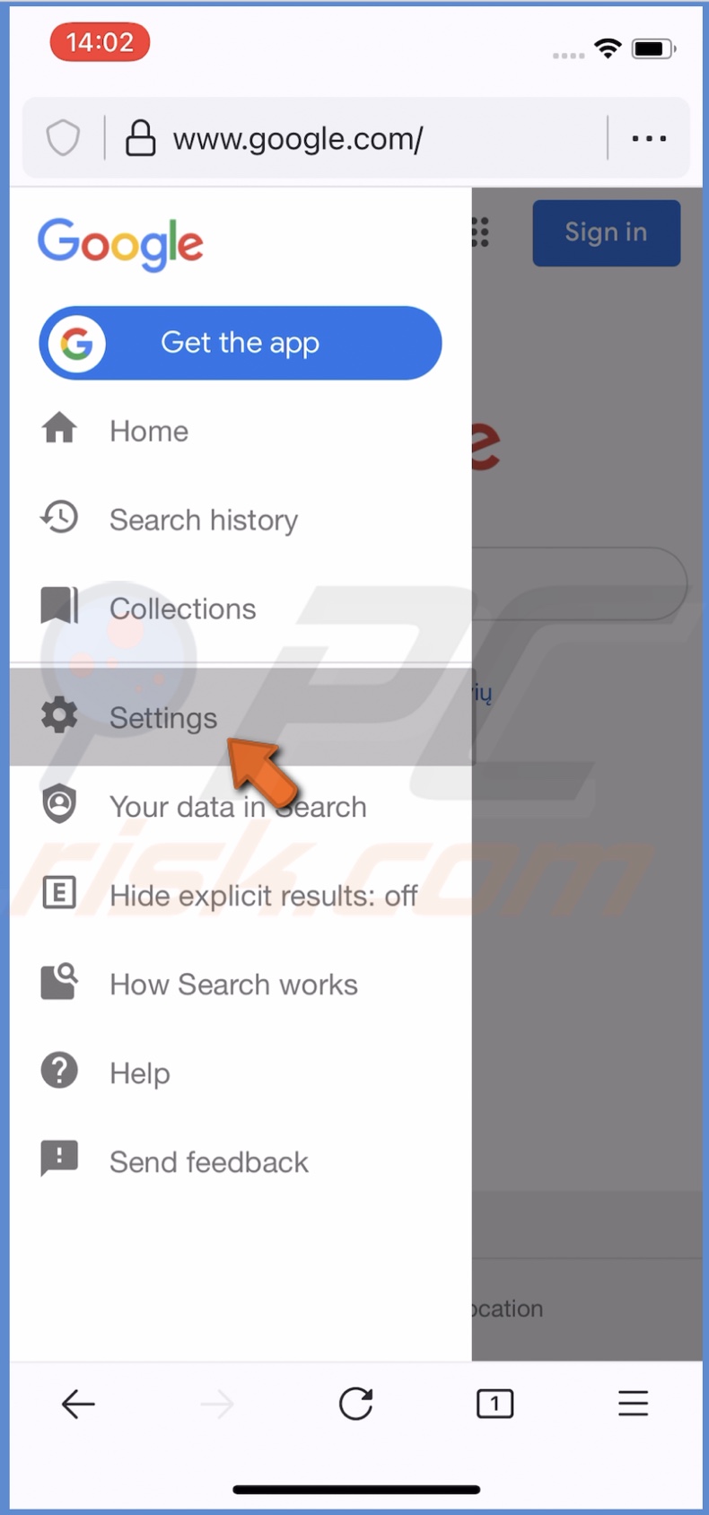 Go to Google settings