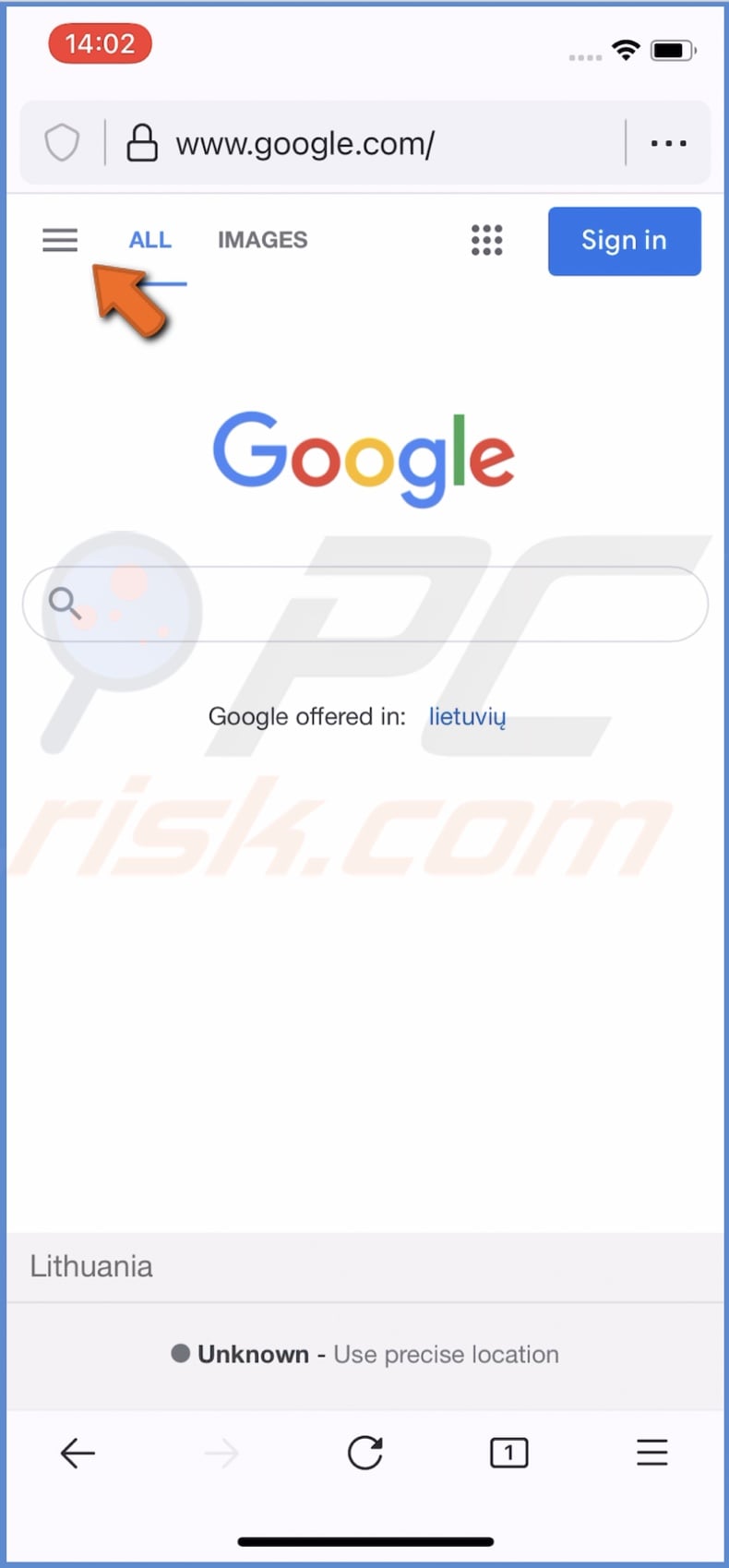 Tap on the three lines