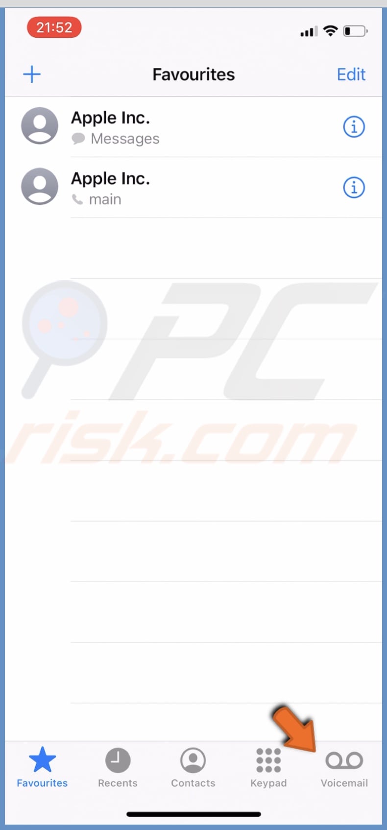 Go to the Voicemail tab