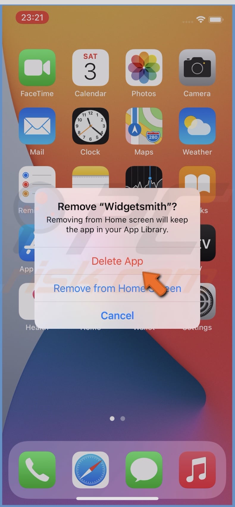 Tap on Delete App