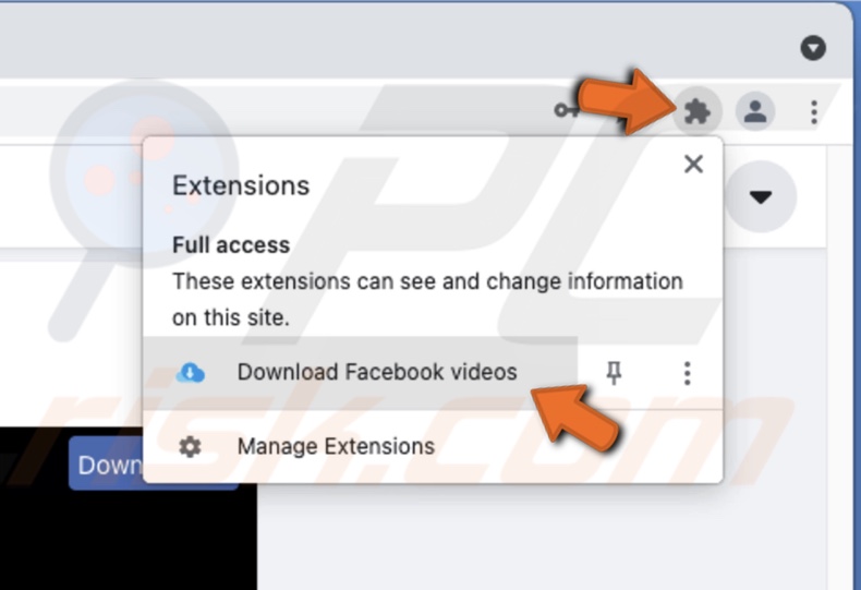 Click on the puzzle icon and select the extension name