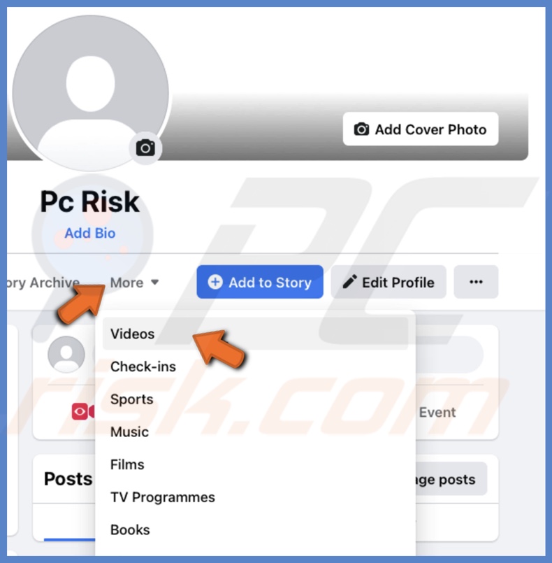 Click on More and select Videos