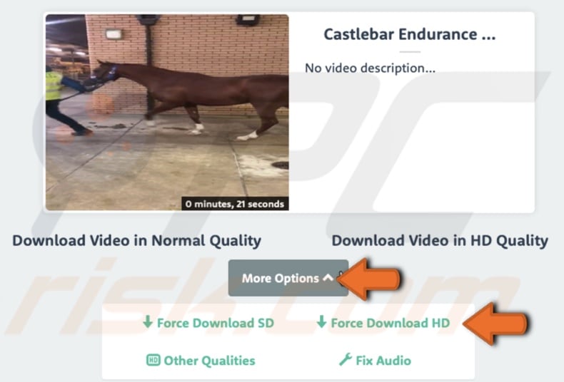 Click on More Options and select video quality