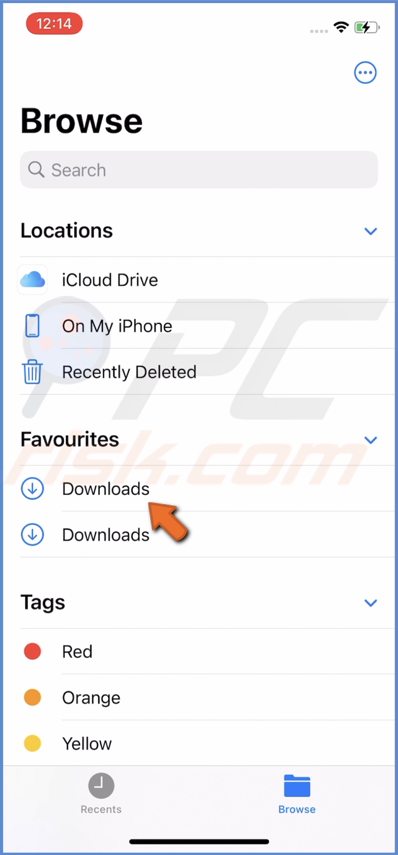 Tap on Downloads folder