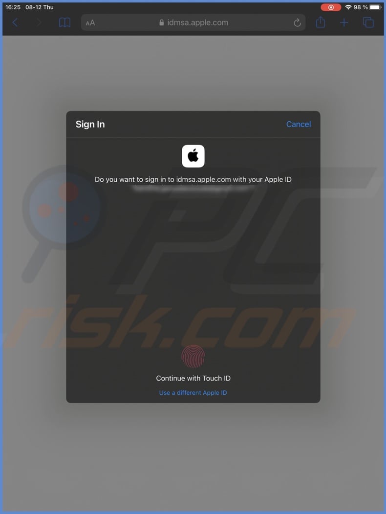 Continue with Touch ID