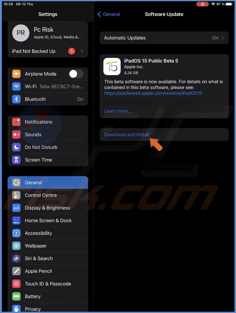 Tap on Download and Install