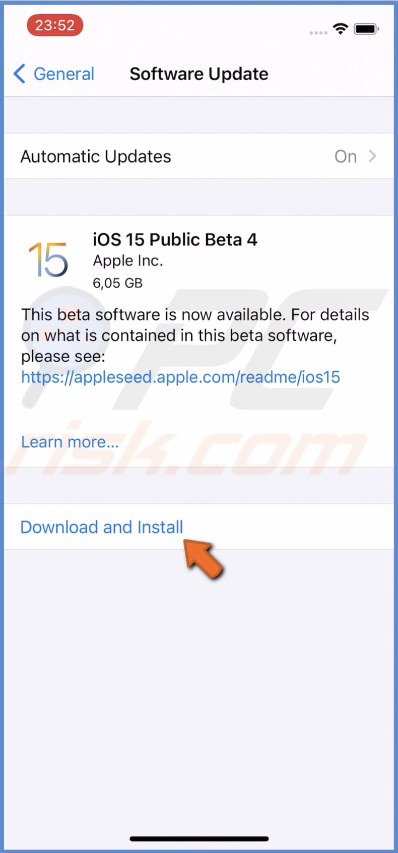 Tap on Download and Install