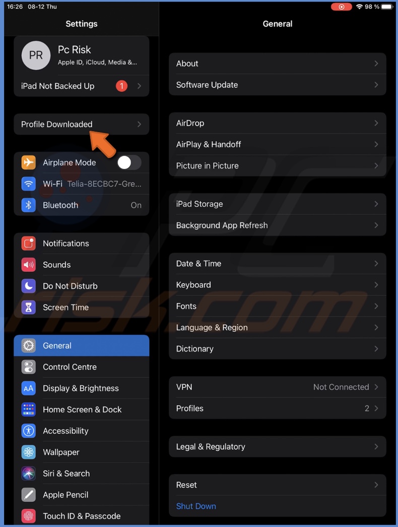 Tap on Profile Downloaded