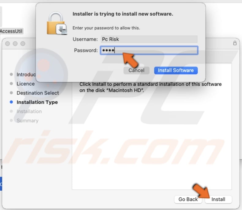 Enter Mac's password