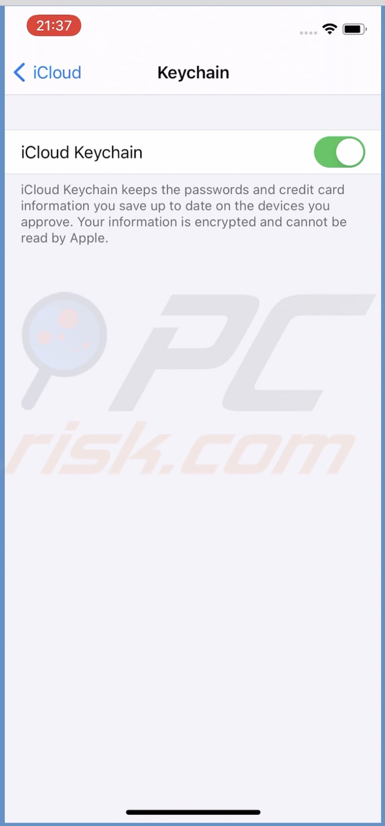 Enable iCloud Keychain