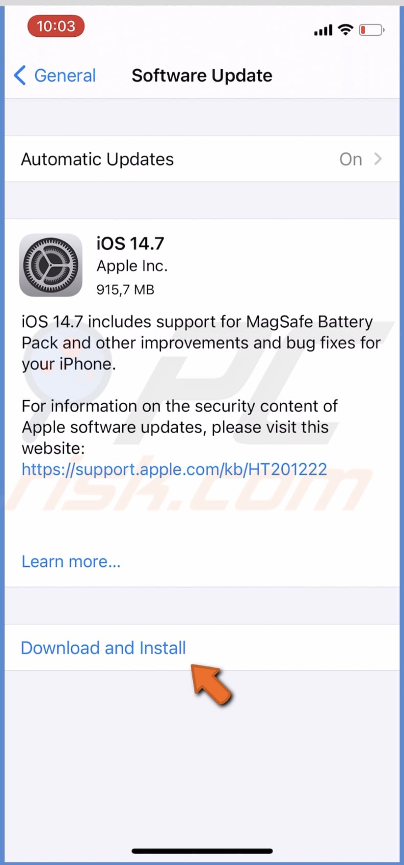 Tap on Download and Install