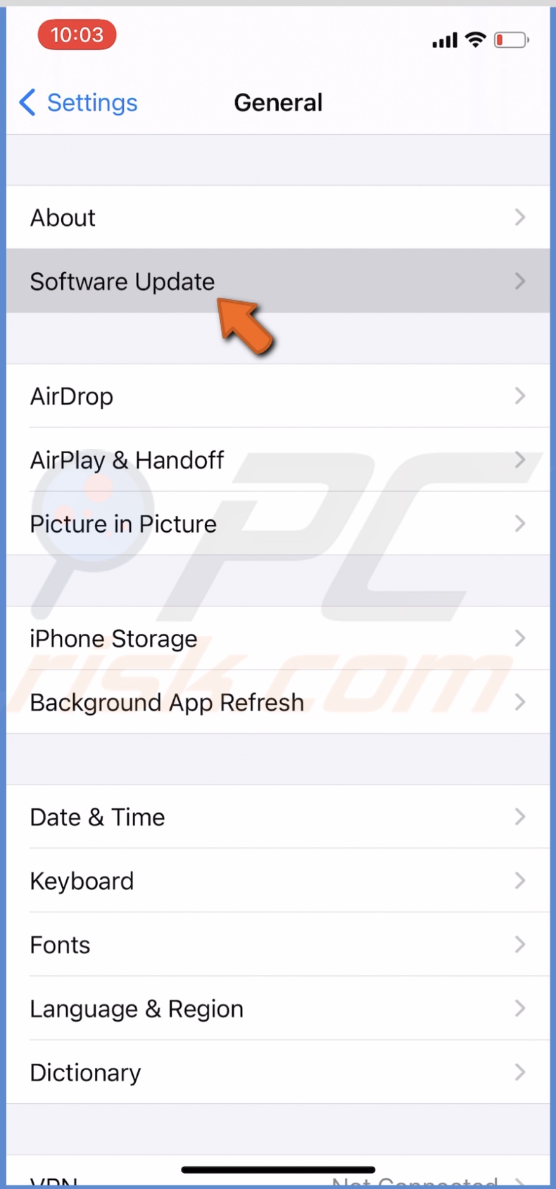 Tap on Software Update
