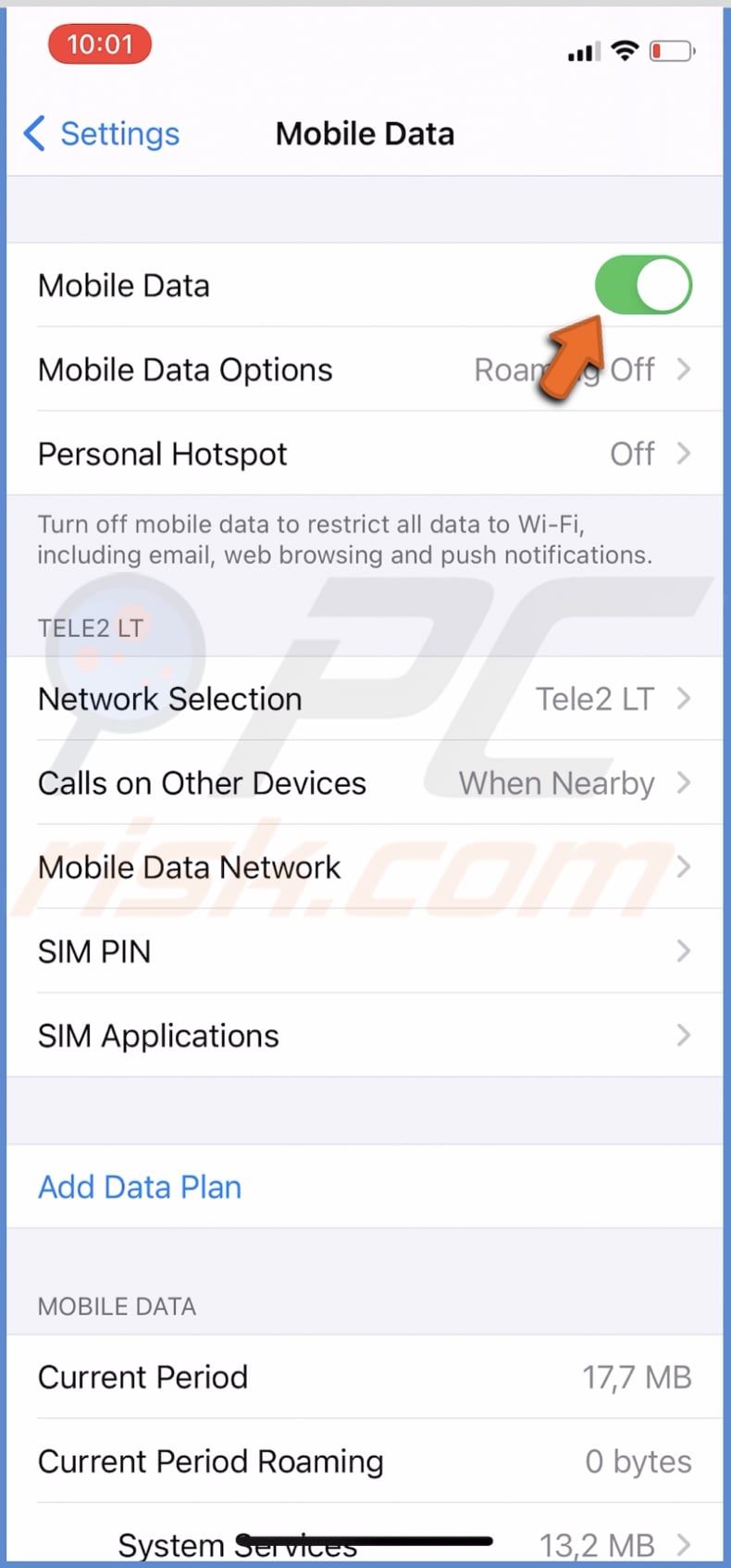 Enable Mobile Data