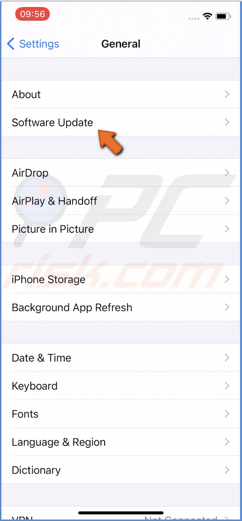 Tap on Software Update