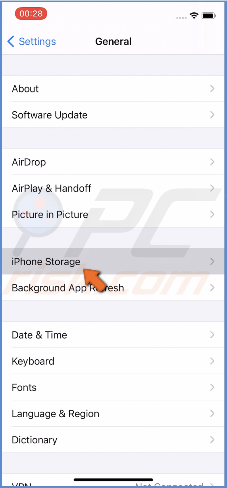 Go to iPhone Storage