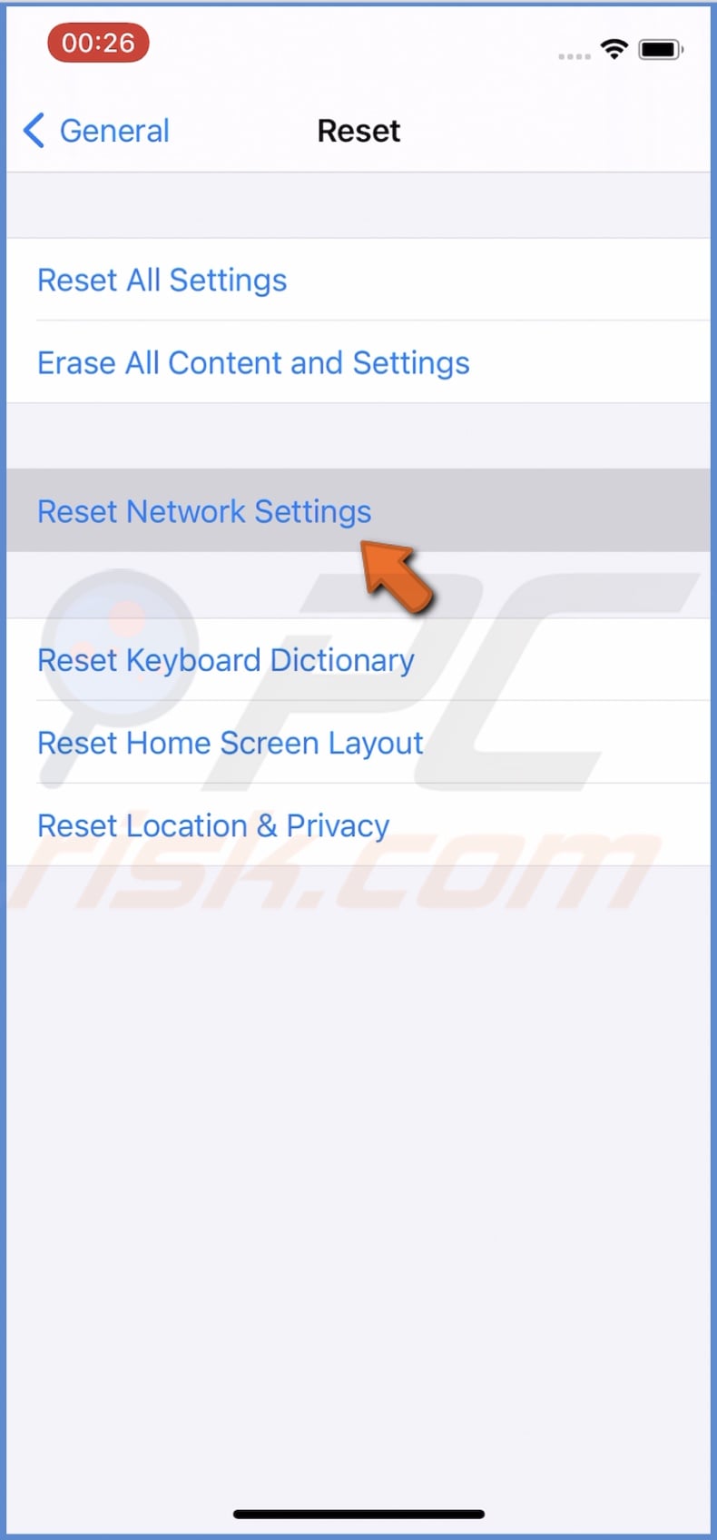 Reset network settings