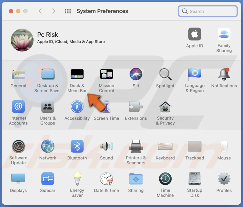 Go to Dock & Menu Bar
