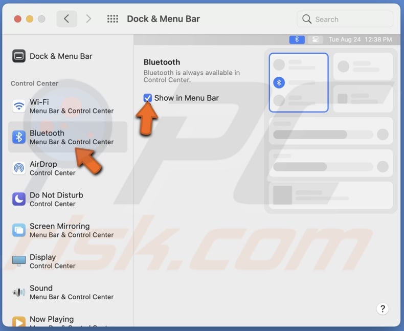 Select Show in Menu Bar