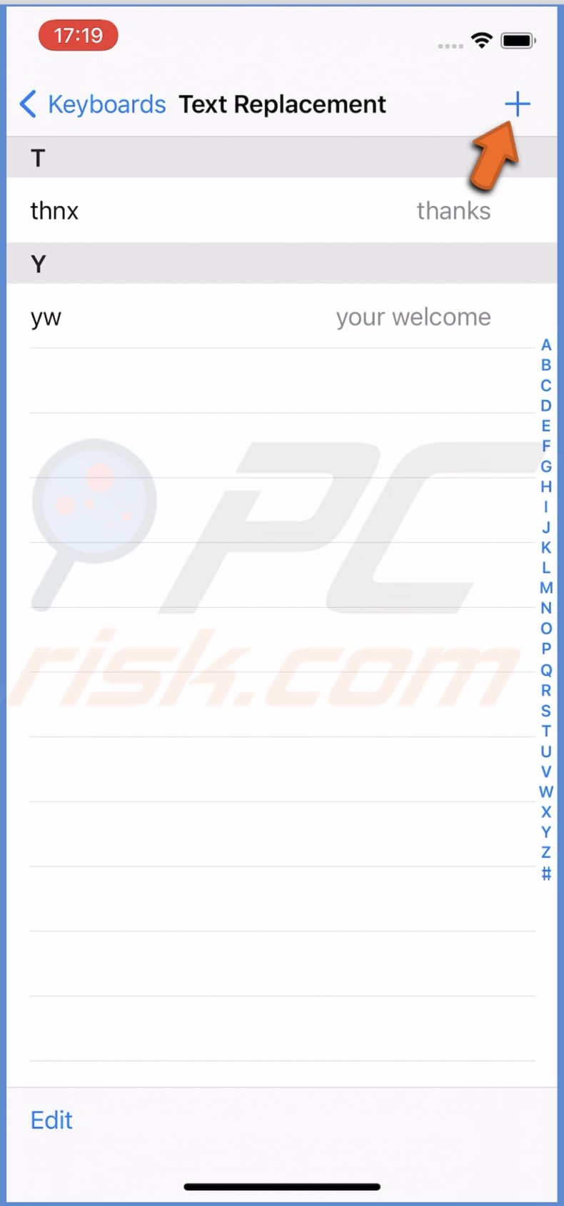 Tap on the plus button