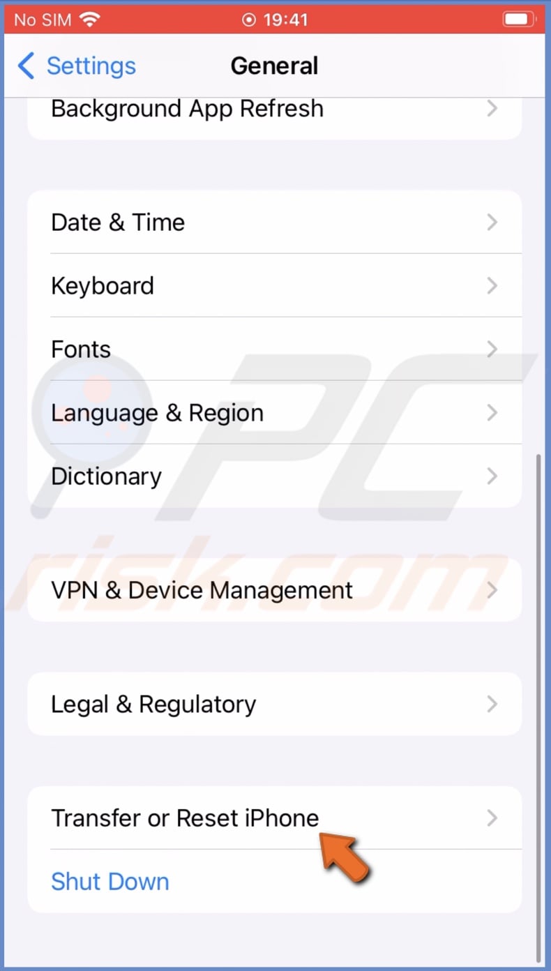 Transfer or Reset iPhone