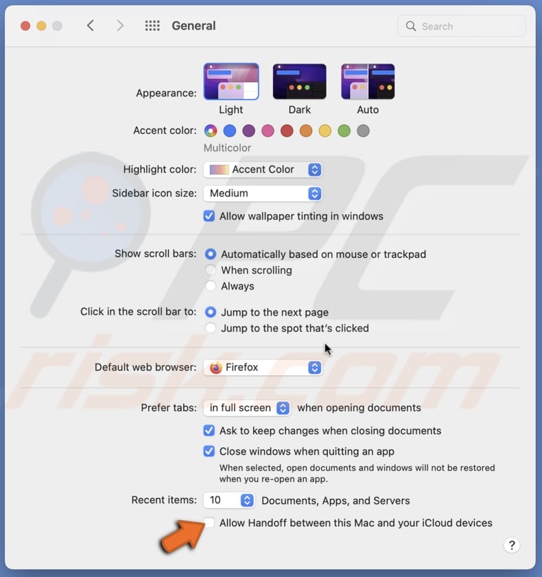 Disable Allow Handoff between this Mac and your iCloud devices