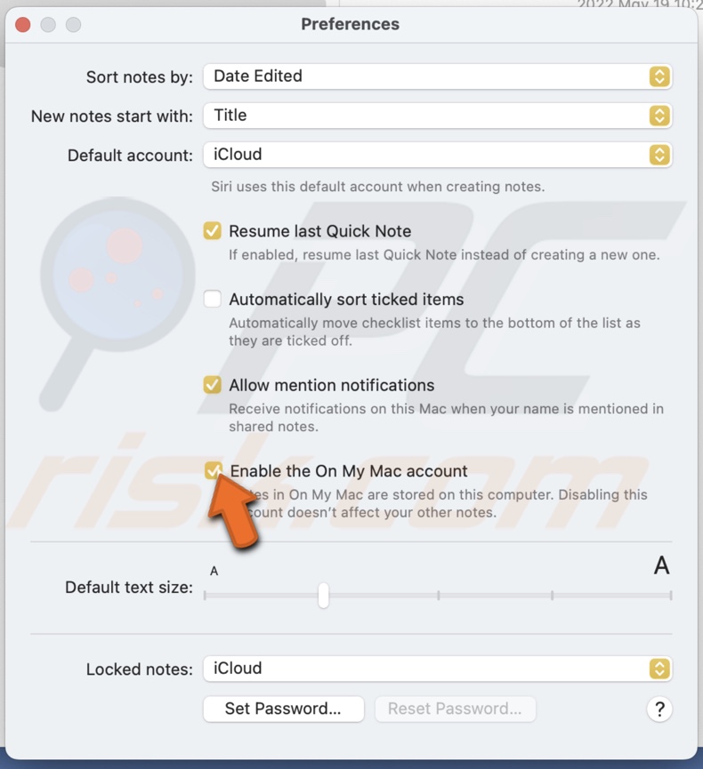 Turn on Enable the On My Mac account