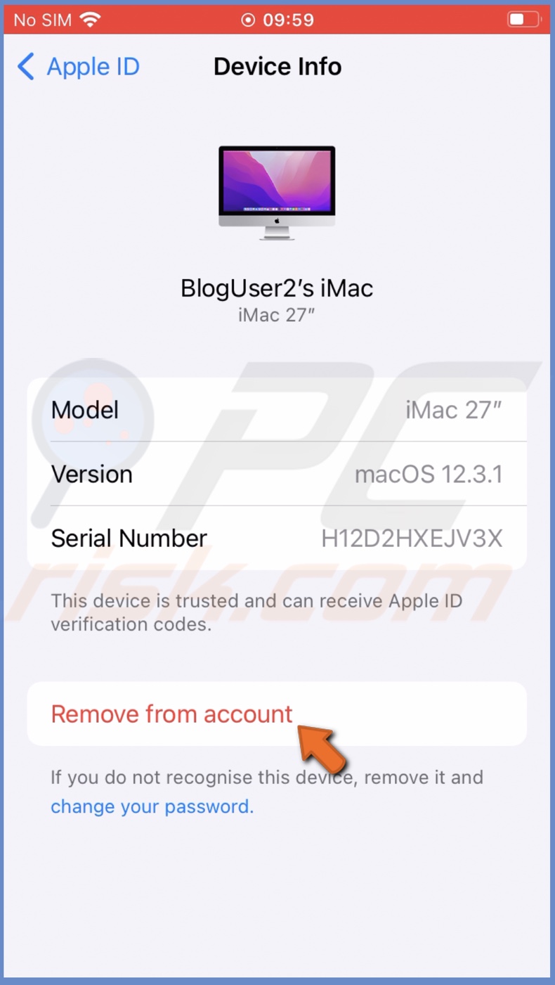 Tap on Remove from Account