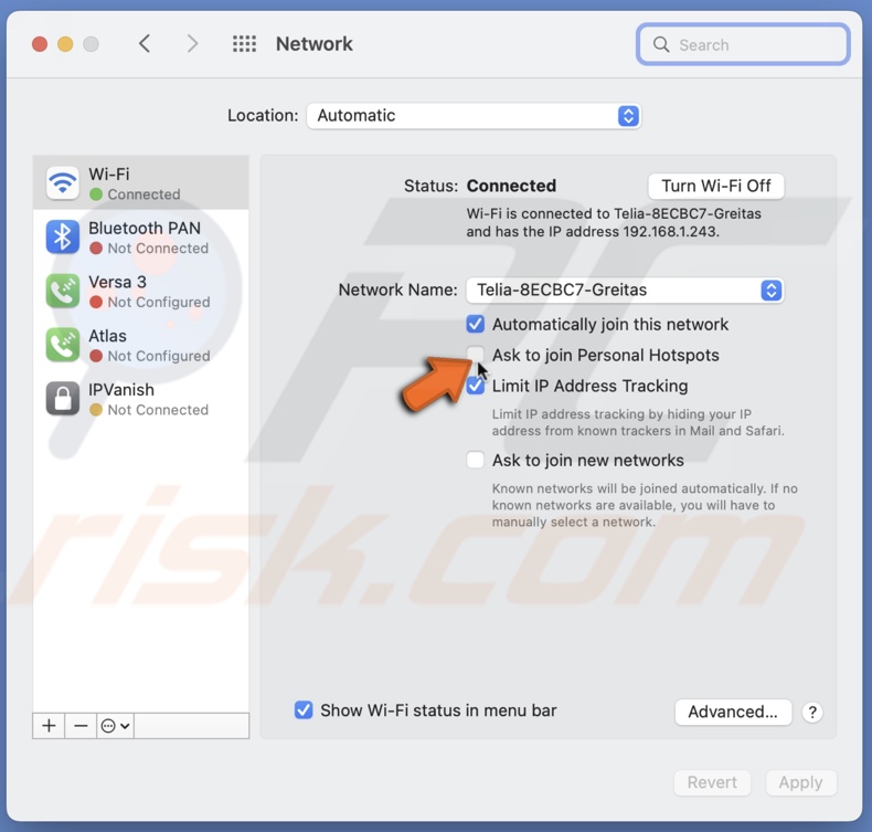 Disable Ask to join Personal Hotspot