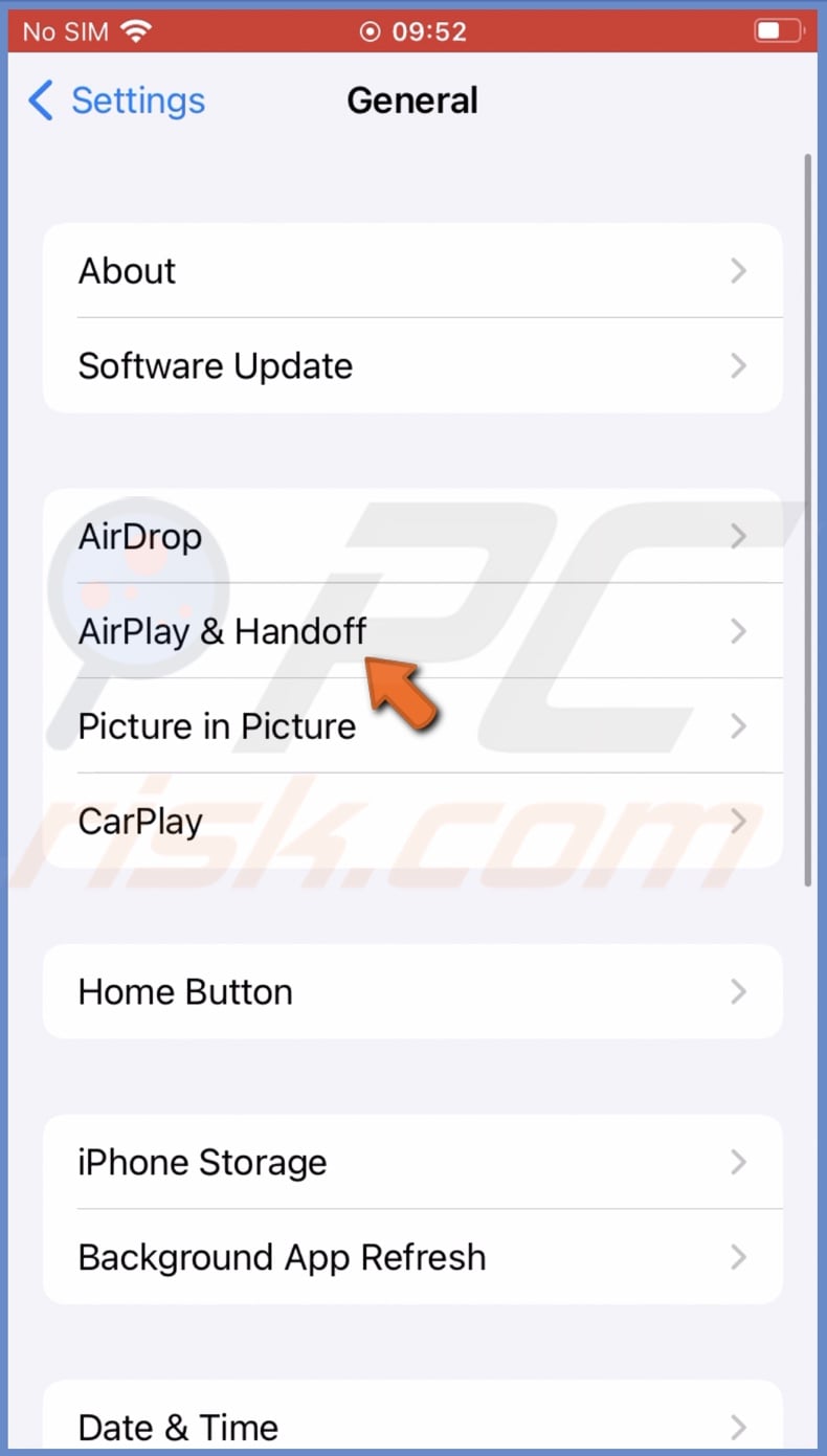 Tap on AirPlay & Handoff