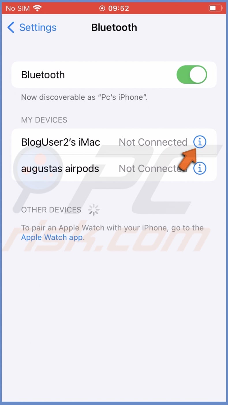 Tap on the info icon