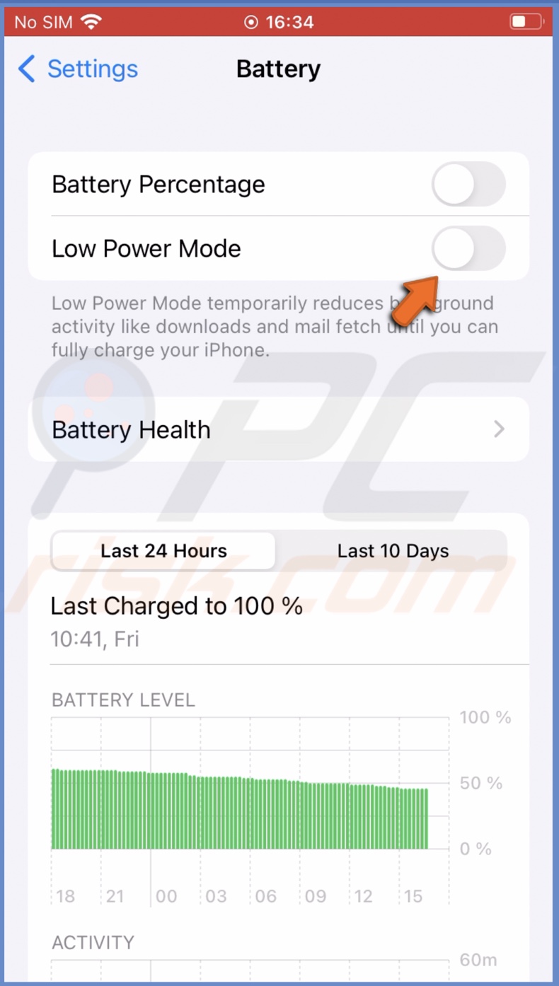 Disable Low Power Mode