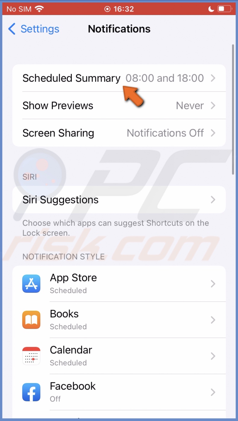 Go to Scheduled Summary