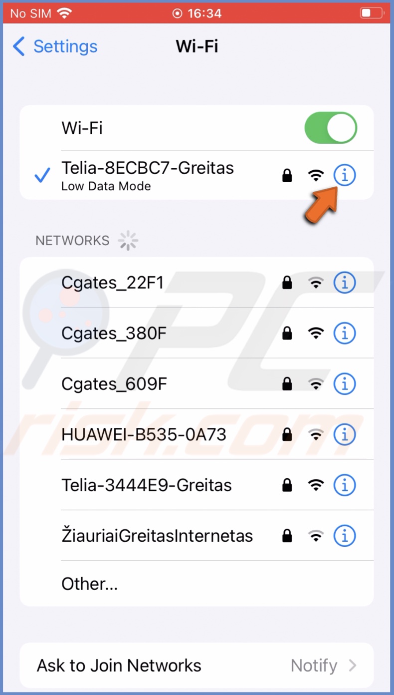 Tap on the info icon