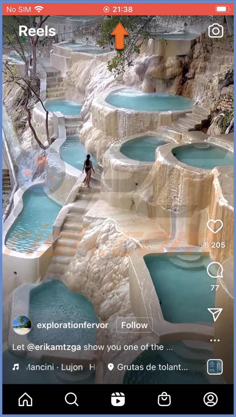 Tap on the red bar to stop recording