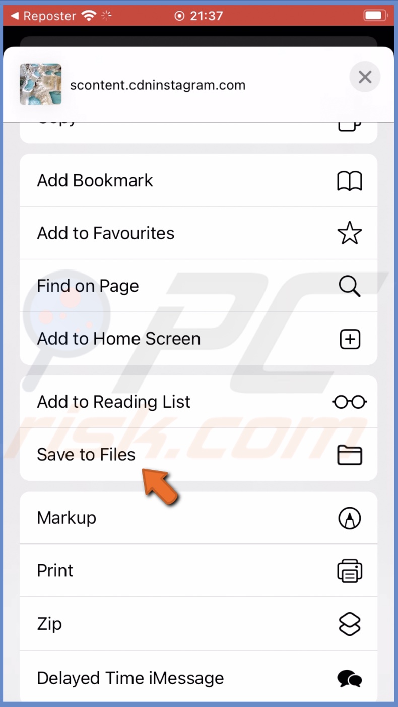 Tap on Save to Files