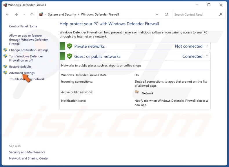 Click Advanced settings