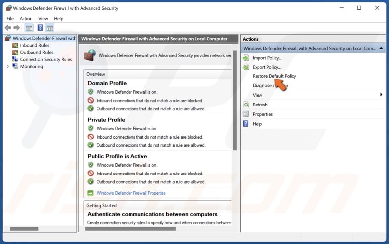 Click Restore Default Group Policy