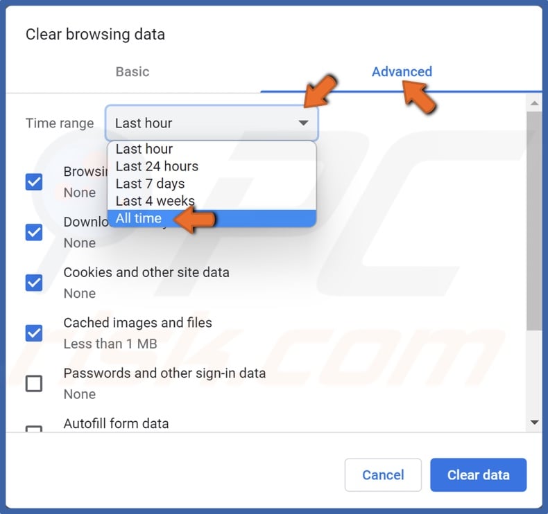 Open the Time range menu and select All time